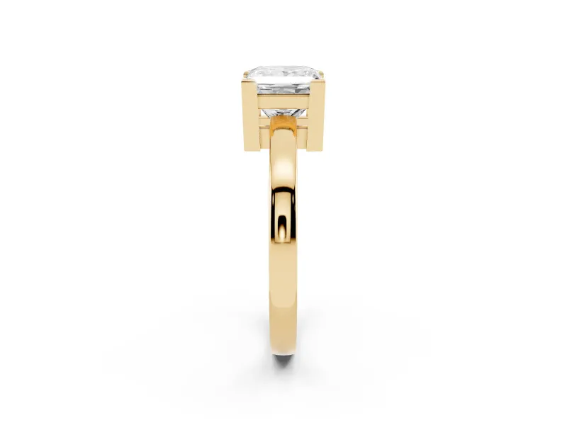 Princess Cut Solitaire Engagement Ring Setting | Flat Tab Prongs | Yellow Gold