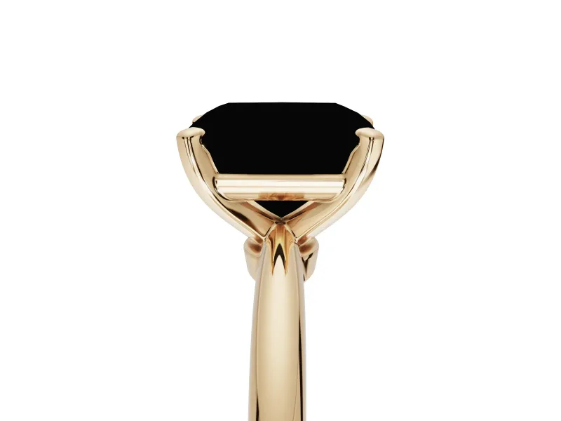 Radiant Cut Solitaire Engagement Ring Setting for a Fancy Pink Lab-Grown Diamond | Tapered Plain Band | Yellow Gold