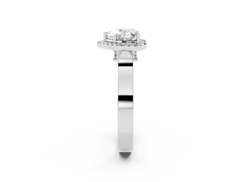 Heart-Shaped Halo Engagement Ring Setting | Pointed Pave Shoulders | Sterling Silver
