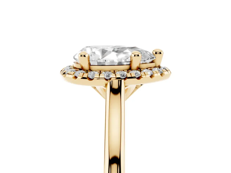 Pear-Shaped Halo Engagement Ring Setting | Plain Polished Band | Yellow Gold
