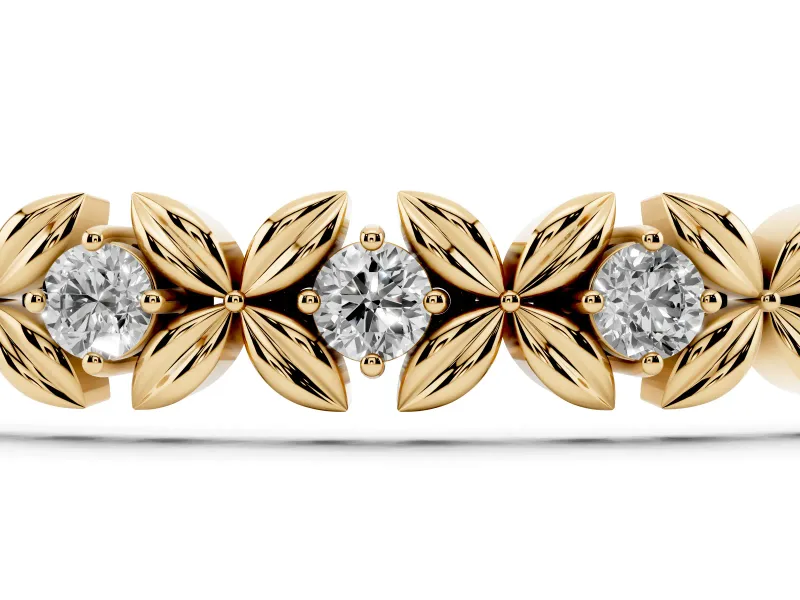 Round Lab-Grown Diamond XOXO Tennis Bracelet | Petal X Links | Yellow Gold