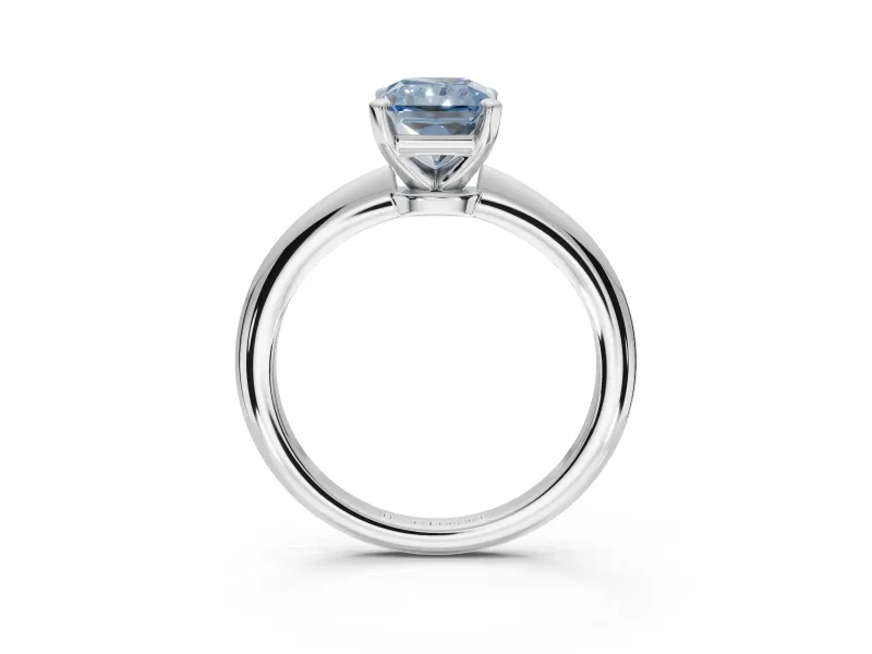 Radiant Cut Solitaire Engagement Ring Setting for a Fancy Blue Lab-Grown Diamond | Tapered Plain Band | White Gold