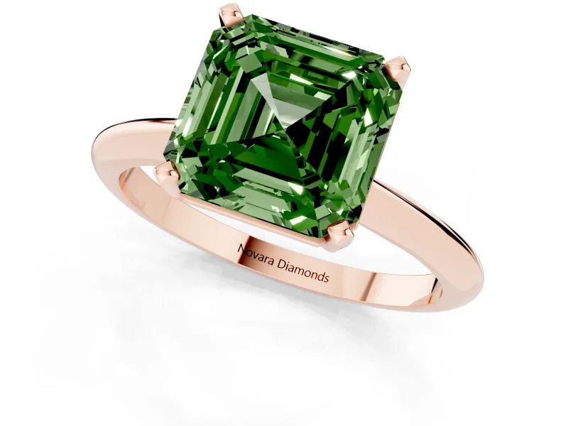 Asscher Cut Engagement Ring Setting for a Fancy Green Lab-Grown Diamond | Rose Gold