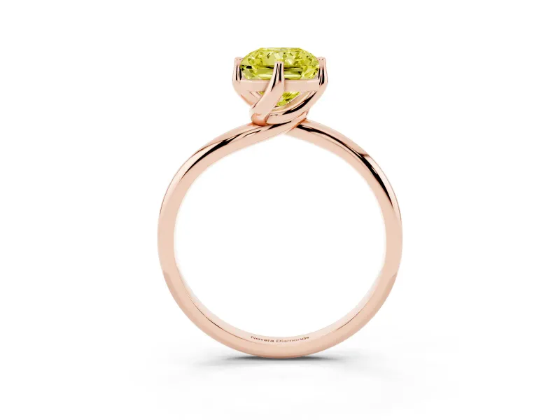 Radiant Cut Bypass Solitaire Engagement Ring Setting for a Fancy Yellow Lab-Grown Diamond | Plain Band | Rose Gold