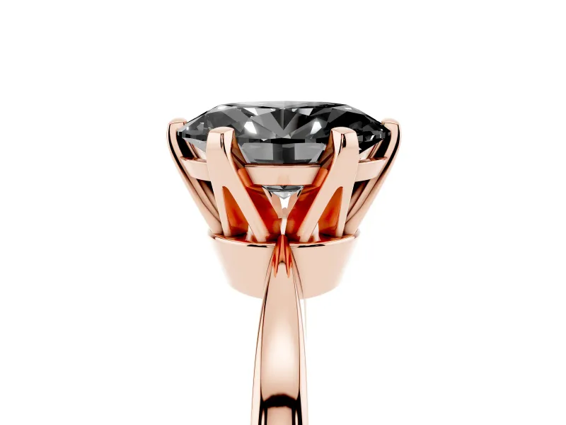Oval Tapered Solitaire Engagement Ring Setting for a Black Center | Claw Prong Head | Rose Gold