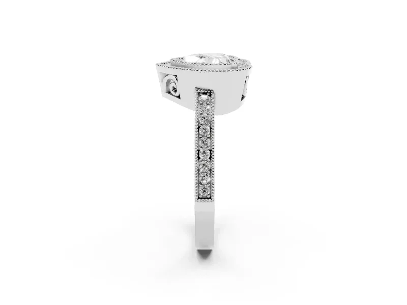 Heart Cut Diamond Round Halo Ring Set in Platinum with Pavé Band