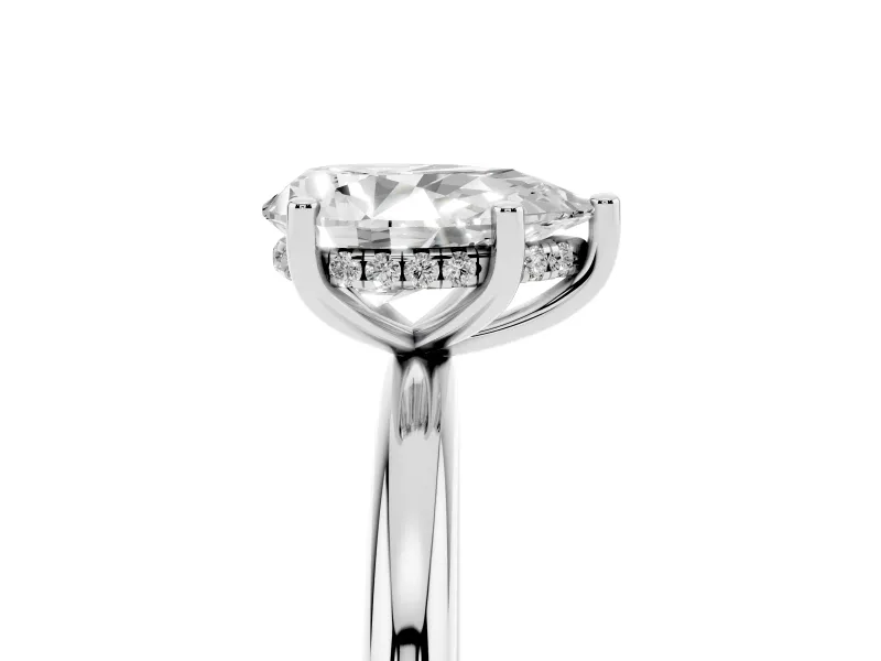 Pear Cut Diamond Solitaire Engagement Ring Set in Platinum with Prong Setting and Polished Band
