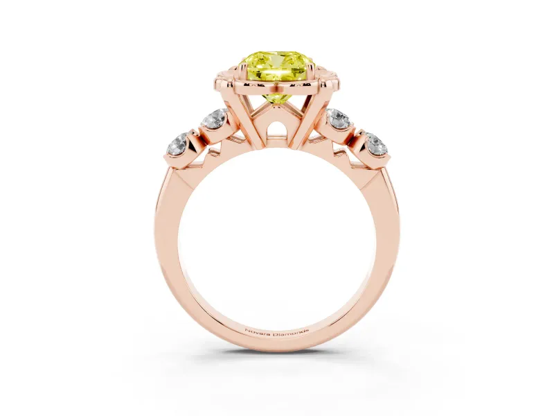 Cushion Cut Floral Engagement Ring Setting for a Fancy Yellow Lab-Grown Diamond | Petal Frame | Rose Gold