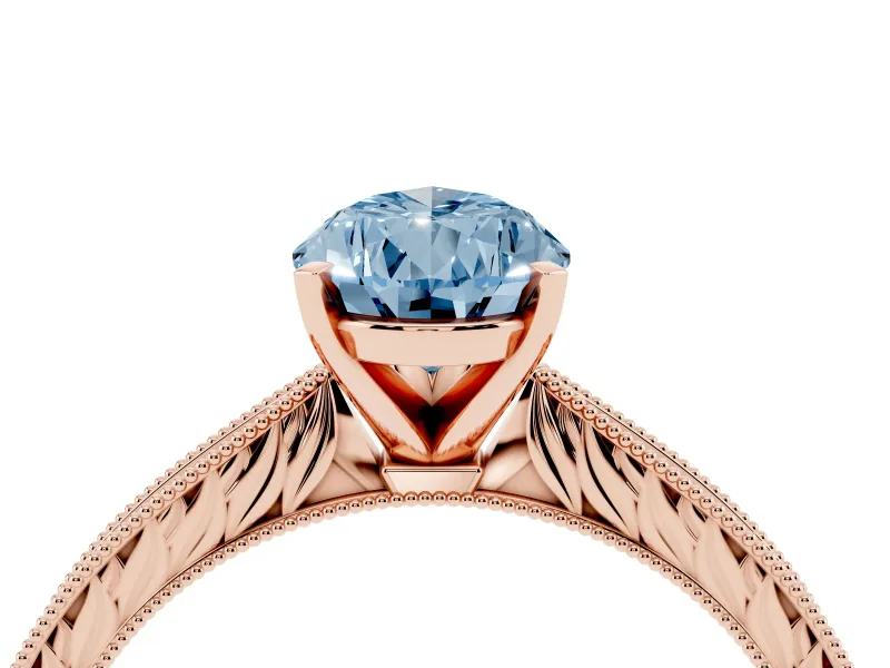 Pear-Shaped Engraved Engagement Ring Setting for a Fancy Blue Lab-Grown Diamond | Rose Gold