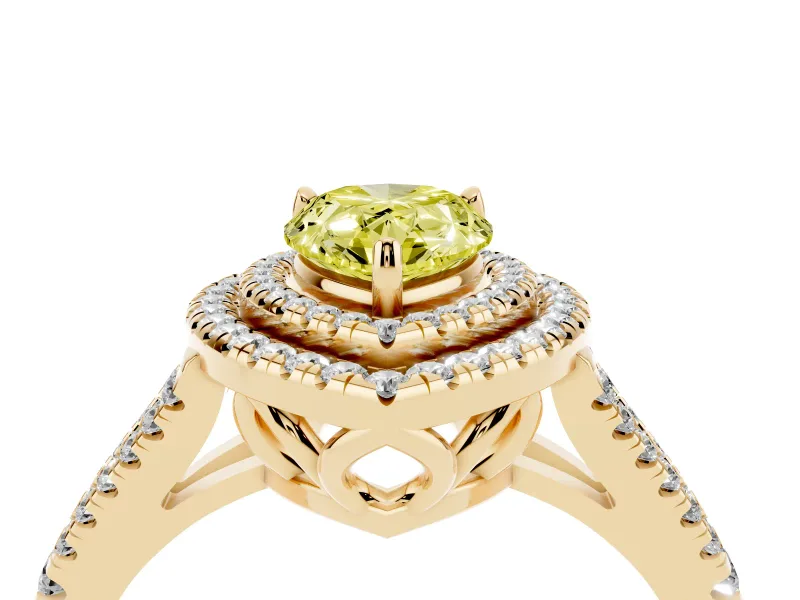 Pear-Shaped Halo Engagement Ring Setting for a Fancy Yellow Lab-Grown Diamond | Yellow Gold - Design NV-24799