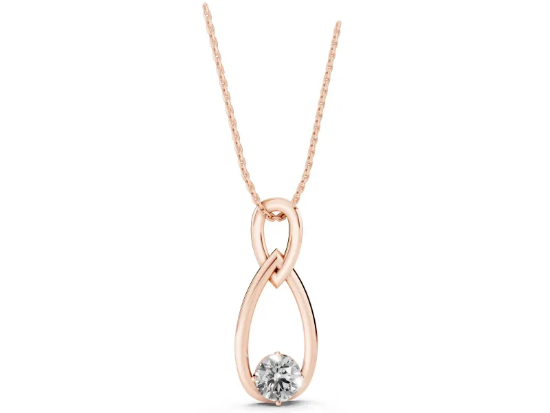 Round Lab-Grown Diamond Solitaire Infinity Pendant Necklace | Upright Loop | Rose Gold