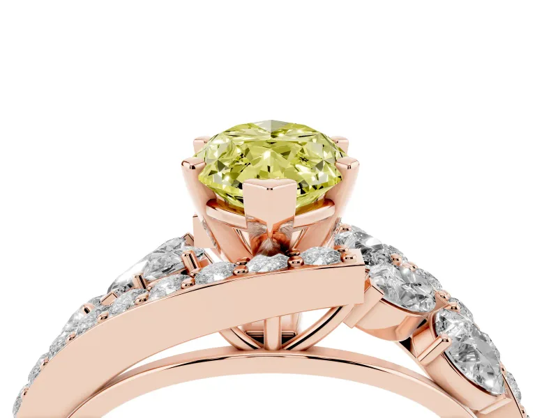 Marquise Bypass Pavé Engagement Ring Setting for a Fancy Yellow Lab-Grown Diamond | Rose Gold