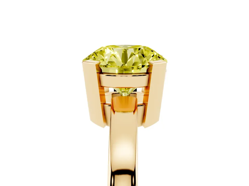 Round Tab Prong Solitaire Engagement Ring Setting for a Fancy Yellow Lab-Grown Diamond | Yellow Gold