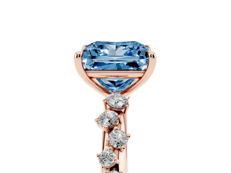 Princess Cut Graduated Solitaire Engagement Ring Setting for a Fancy Blue Lab-Grown Diamond | Rose Gold
