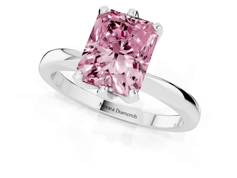 Radiant Cut Engagement Ring Setting for a Fancy Pink Lab-Grown Diamond | Sterling Silver - Design NV-24888