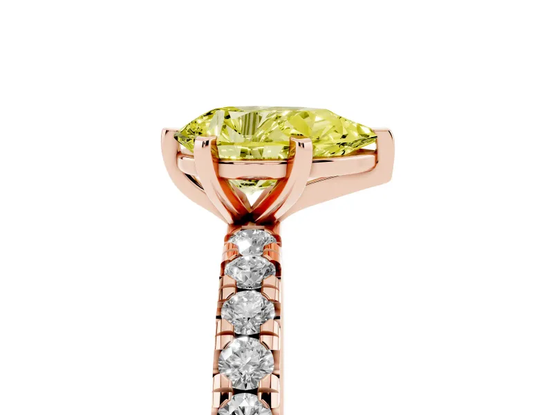 Pear-Shaped Pavé Engagement Ring Setting for a Fancy Yellow Lab-Grown Diamond | Rose Gold