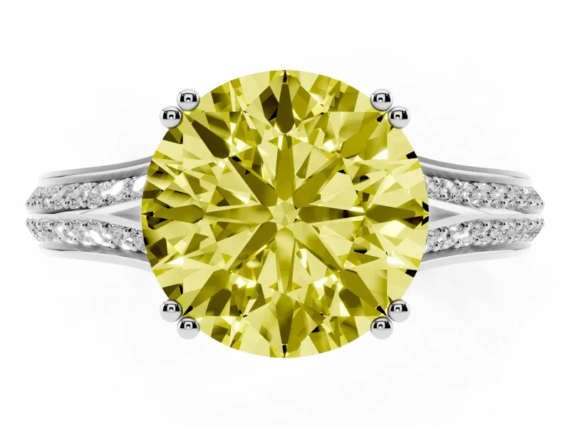 Round Split Shank Engagement Ring Setting for a Fancy Yellow Lab-Grown Diamond | Platinum