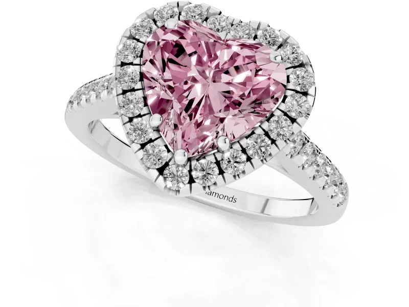 Heart-Shaped Raised Halo Engagement Ring Setting for a Fancy Pink Lab-Grown Diamond | Platinum