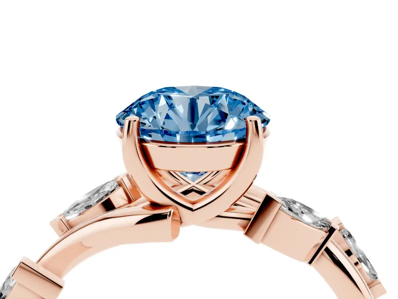 Round Twisted Vine Engagement Ring Setting for a Fancy Blue Lab-Grown Diamond | Rose Gold