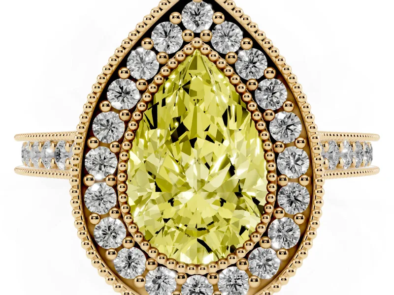 Pear-Shaped Halo Engagement Ring Setting for a Fancy Yellow Lab-Grown Diamond | Yellow Gold - Design NV-24721