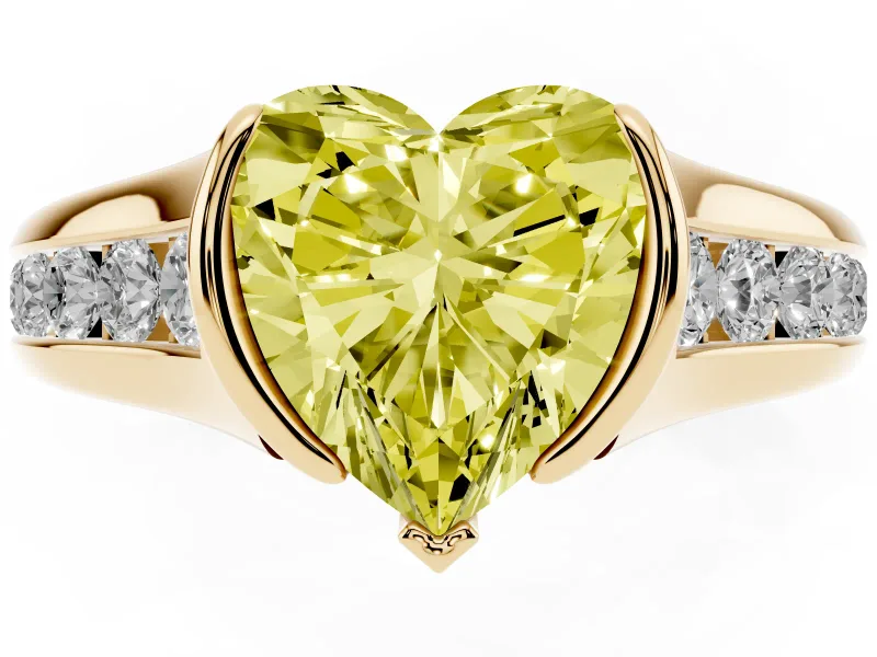 Heart-Shaped Half Bezel Engagement Ring Setting for a Fancy Yellow Lab-Grown Diamond | Yellow Gold