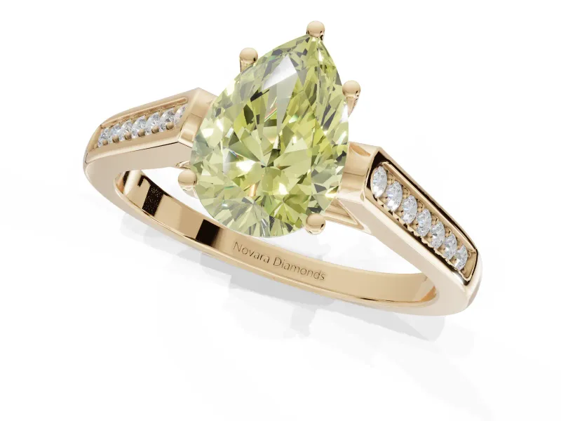 Pear-Shaped Engagement Ring Setting for a Fancy Yellow Lab-Grown Diamond | Yellow Gold - Design NV-24597
