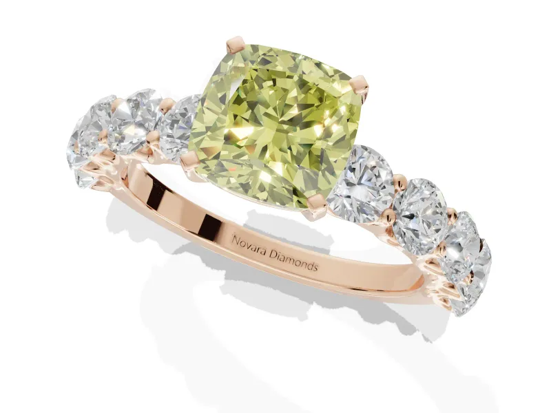 Cushion Cut Engagement Ring Setting for a Fancy Yellow Lab-Grown Diamond | Rose Gold - Design NV-24455