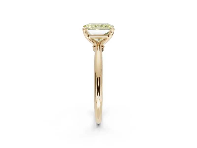 Radiant Cut Solitaire Engagement Ring Setting for a Fancy Yellow Lab-Grown Diamond | Tapered Plain Band | Yellow Gold