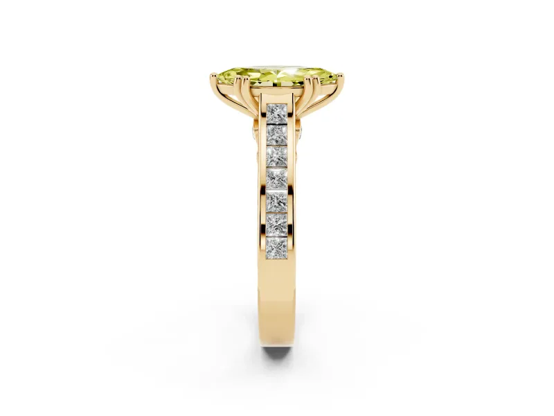 Marquise Channel Engagement Ring Setting for a Fancy Yellow Lab-Grown Diamond | Yellow Gold - Design NV-24671