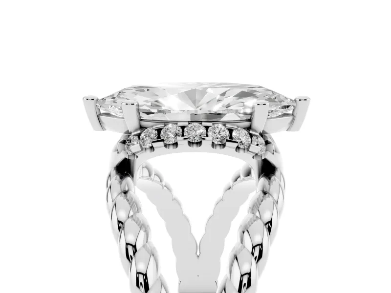 Marquise Rope Split Shank Engagement Ring Setting | Accented Head | Platinum