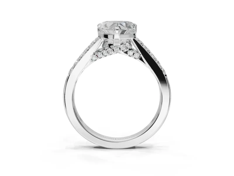 Heart-Shaped Pavé Solitaire Engagement Ring Setting | Crossover Gallery | Sterling Silver
