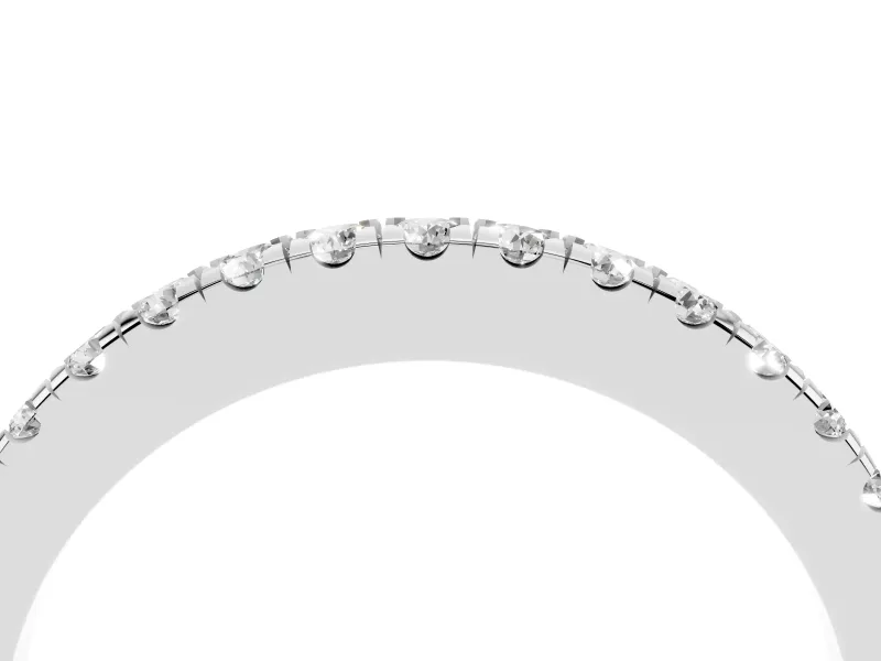 Round Diamond Slender Eternity Band Set in Platinum with Pavé U-Prong Setting