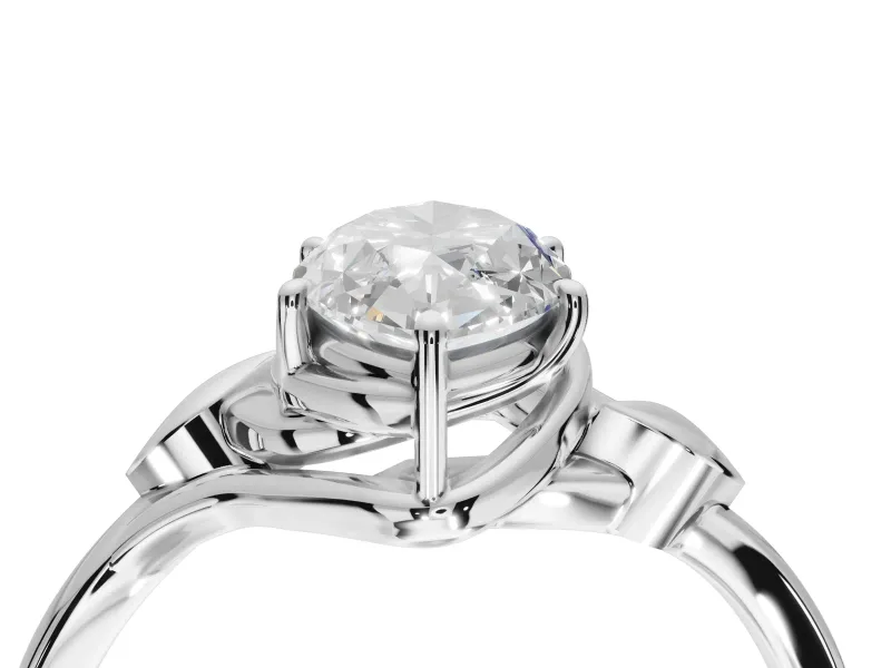 Marquise Leaf Bypass Solitaire Engagement Ring Setting | Polished Band | White Gold