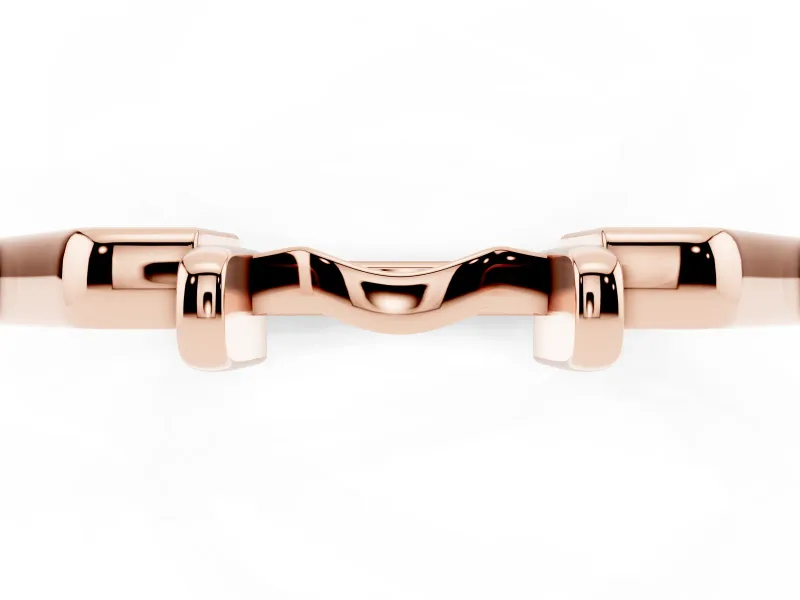 Notched Contour Wedding Band | Squared Collars and Wavy Bridge | Rose Gold