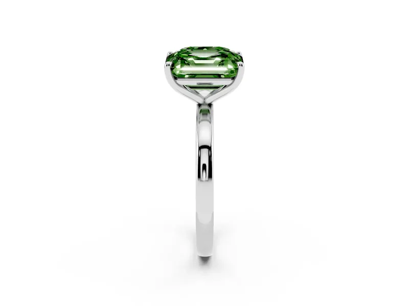 Fancy Green Asscher Cut and Emerald Cut Toi Moi Ring Set in White gold with Prong Setting