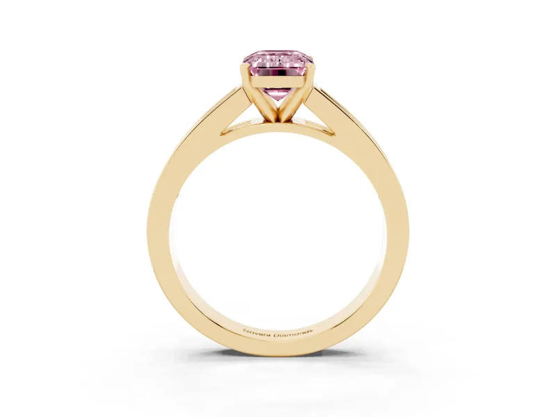 Emerald Cut Channel Engagement Ring Setting for a Fancy Pink Lab-Grown Diamond | Yellow Gold