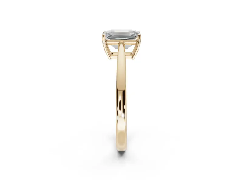 Emerald Cut Cathedral Solitaire Engagement Ring Setting | Open Shoulders | Yellow Gold
