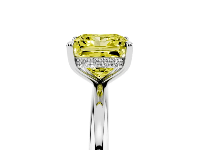 Princess Cut Hidden Halo Ring Setting for a Fancy Yellow Lab-Grown Diamond | White Gold