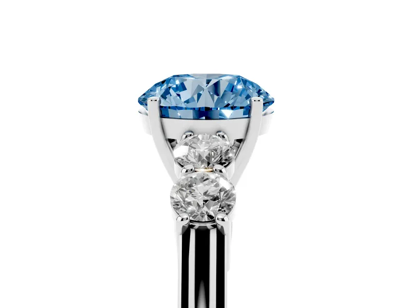 Round Close Set Five Stone Engagement Ring Setting for a Fancy Blue Lab-Grown Diamond | Platinum