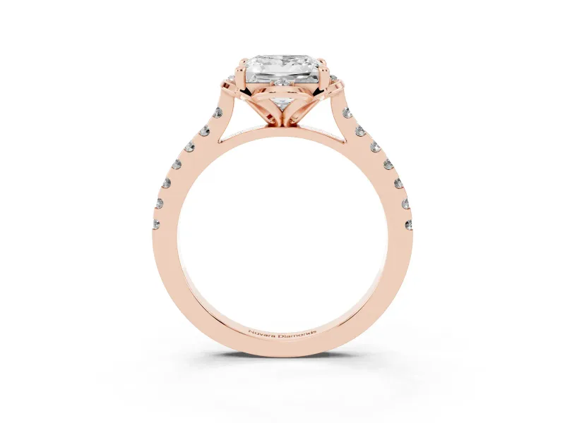 Princess Cut Floral Petal Engagement Ring Setting | Petal Accents | Rose Gold