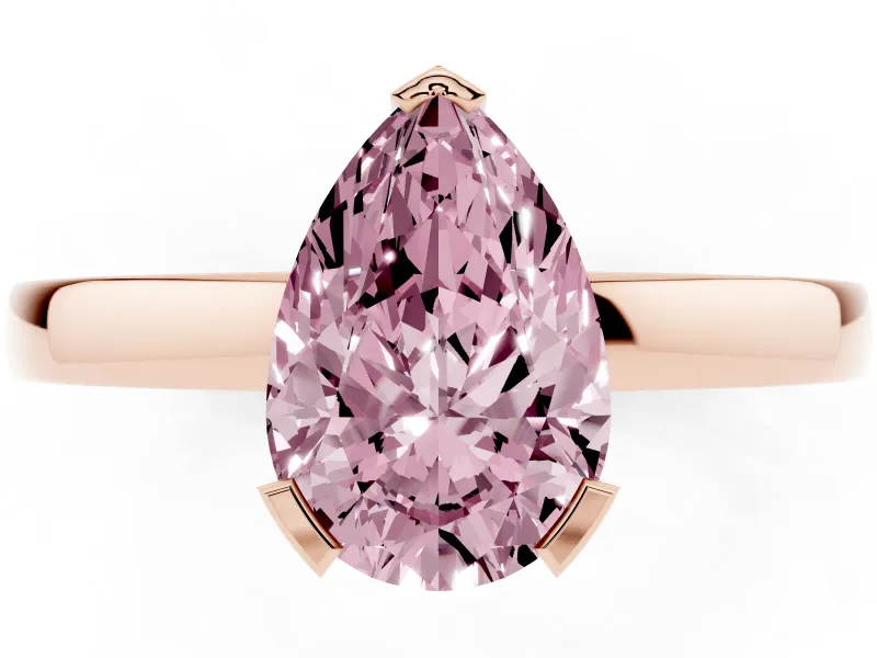 Pear-Shaped Solitaire Engagement Ring Setting for a Fancy Pink Lab-Grown Diamond | Flat Tab Prongs | Rose Gold