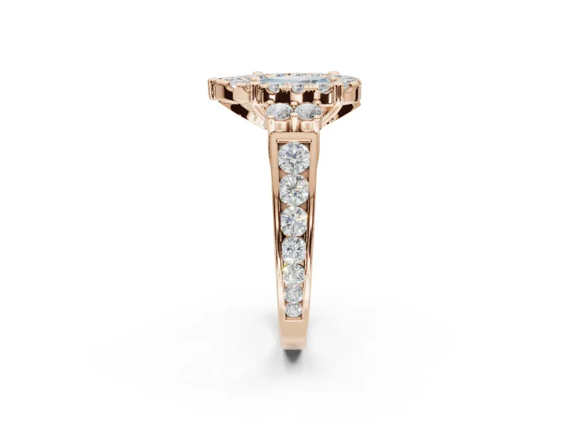 Pear-Shaped Halo Engagement Ring Setting for a Fancy Blue Lab-Grown Diamond | Graduated Channel Band | Rose Gold