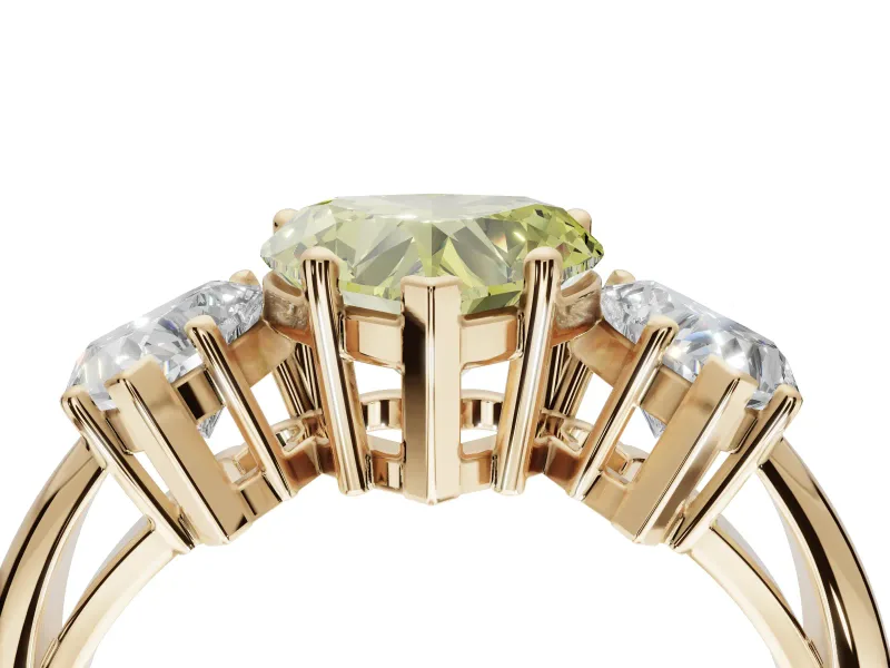 Heart-Shaped 3 Stone Engagement Ring Setting for a Fancy Yellow Lab-Grown Diamond | Yellow Gold - Design NV-24895