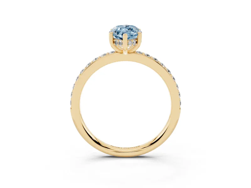 Marquise Hidden Halo Engagement Ring Setting for a Fancy Blue Lab-Grown Diamond | Yellow Gold