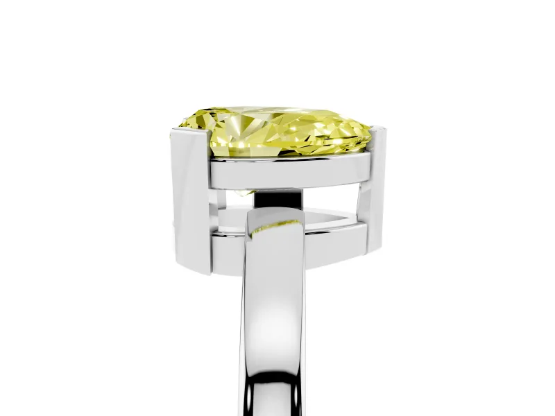 Pear-Shaped Solitaire Engagement Ring Setting for a Fancy Yellow Lab-Grown Diamond | Flat Tab Prongs | Platinum