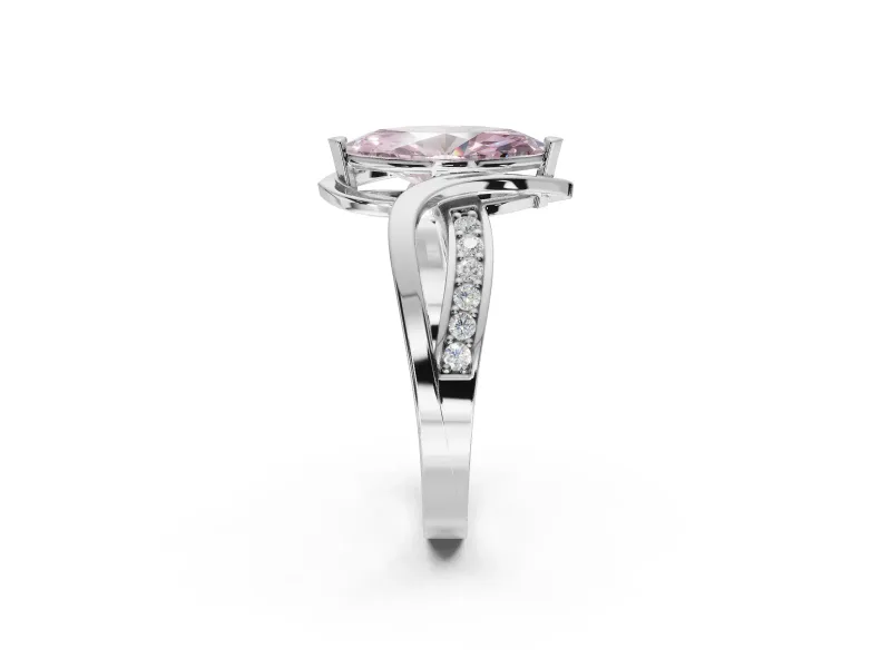 Marquise Bypass Solitaire Engagement Ring Setting for a Fancy Pink Lab-Grown Diamond | Platinum