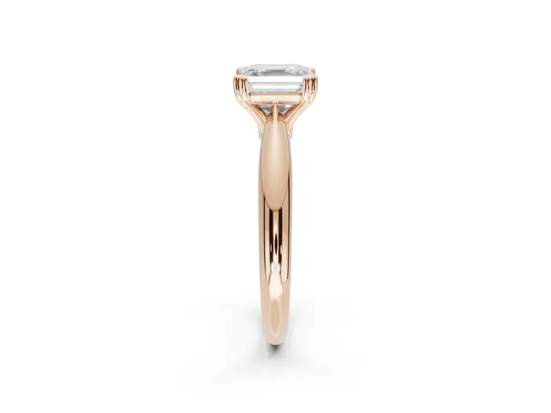 Princess Cut Tapered Solitaire Engagement Ring Setting | Double Claw Prongs | Rose Gold