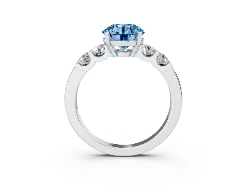Round Five Stone Engagement Ring Setting for a Fancy Blue Lab-Grown Diamond | White Gold