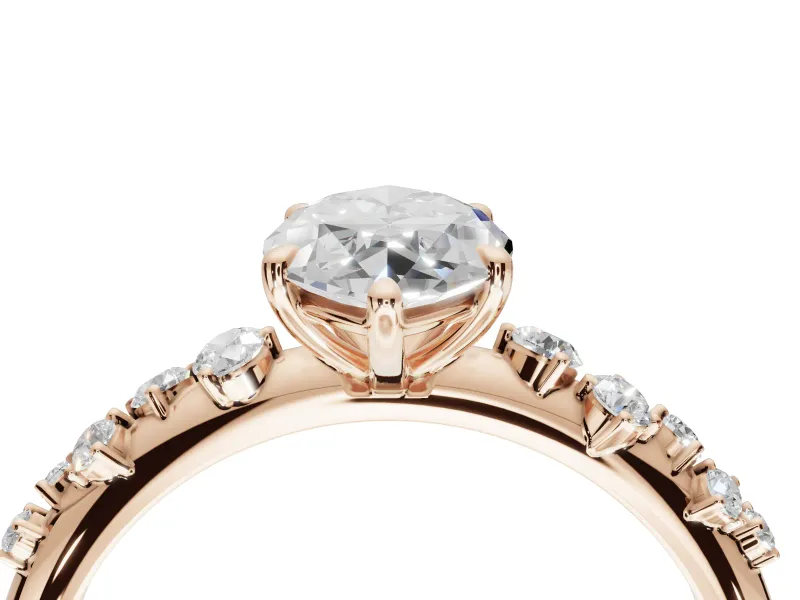 Marquise Solitaire Engagement Ring Setting | Graduated Scattered Accents | Rose Gold