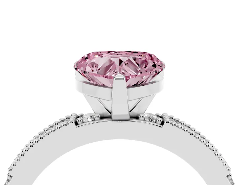Heart-Shaped Vintage Engagement Ring Setting for a Fancy Pink Lab-Grown Diamond | Sterling Silver